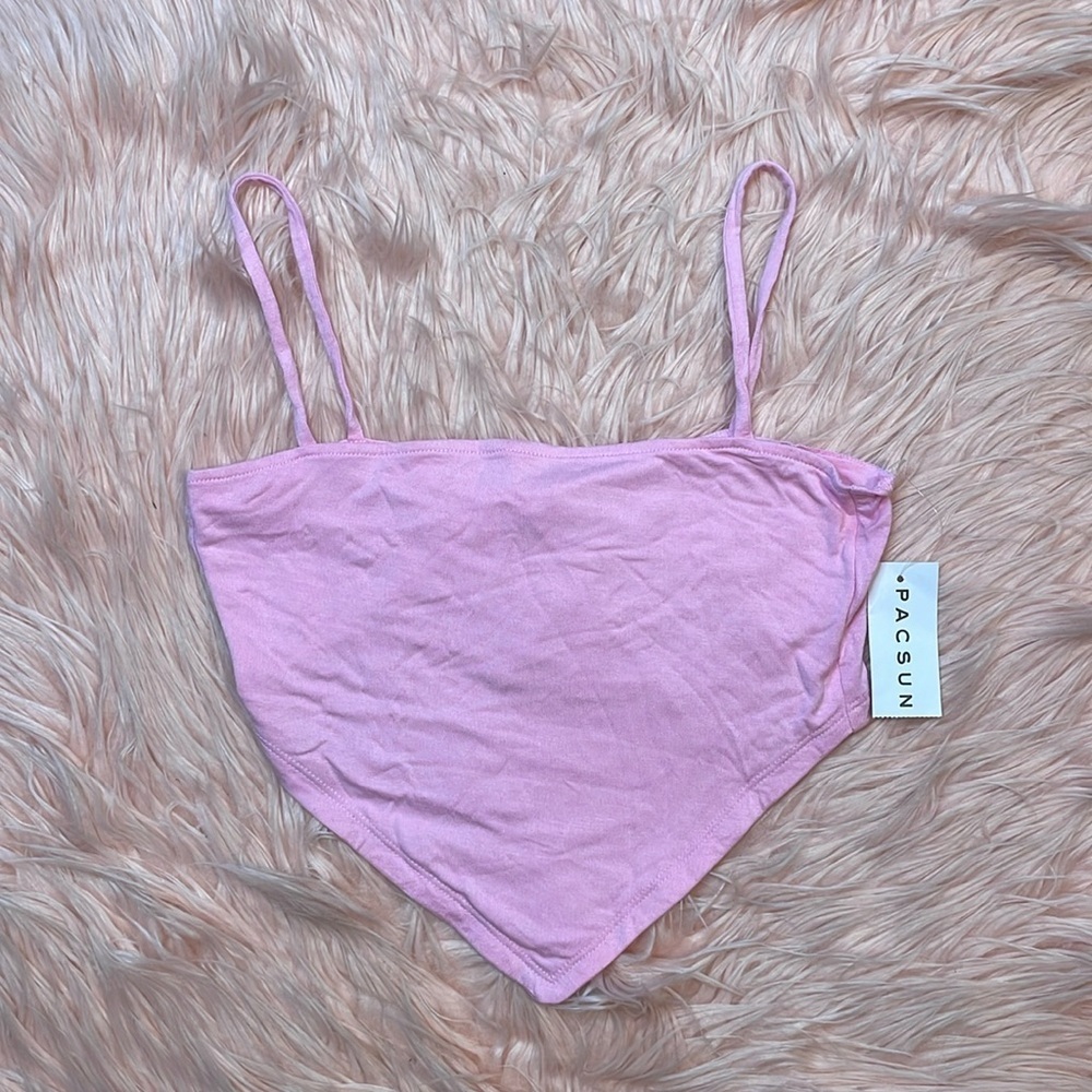 NWT PacSun Pink Knot Back Bandana Fitted Cropped Tank Size XS